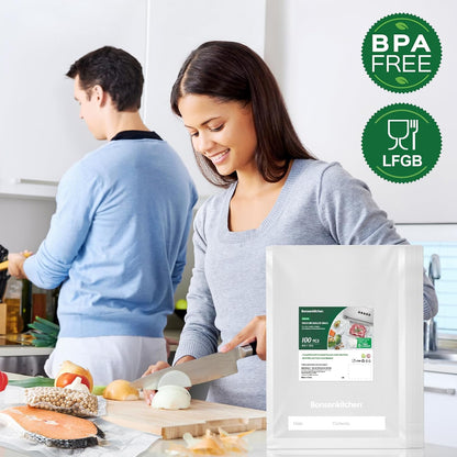 Precut Vacuum Sealer Bags 200 Quart 8" x 12", BPA Free