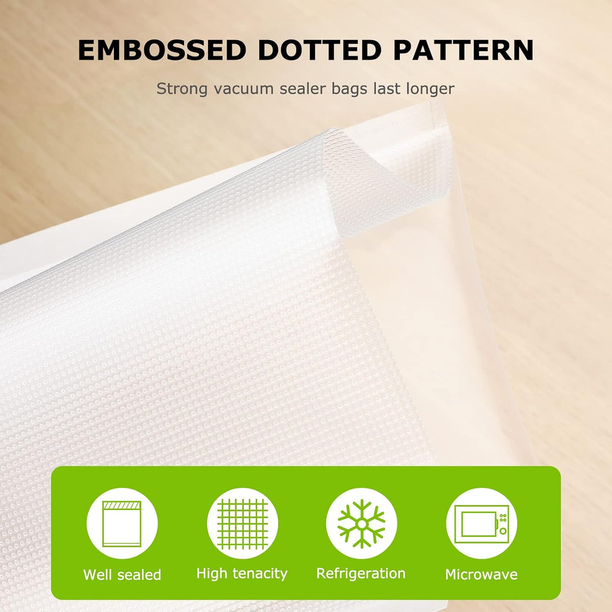 Precut Vacuum Sealer Bags 200 Quart 8" x 12", BPA Free