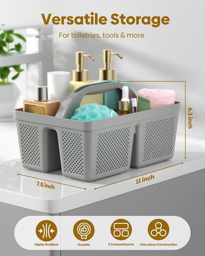 4 Pack Portable Shower Caddy Basket with Handle, Plastic Cleaning Caddy Organizer for Bathroom, College Dorm, Kitchen & Laundry Room, Divided Storage Tote for Toiletries and Cleaning Supplie