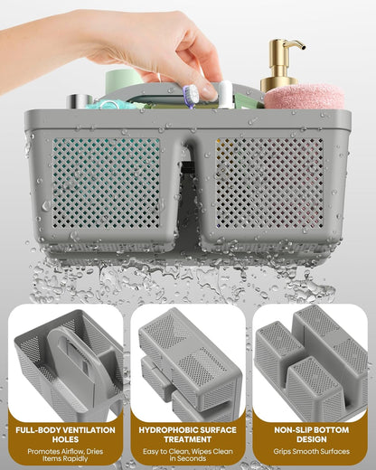 4 Pack Portable Shower Caddy Basket with Handle, Plastic Cleaning Caddy Organizer for Bathroom, College Dorm, Kitchen & Laundry Room, Divided Storage Tote for Toiletries and Cleaning Supplie