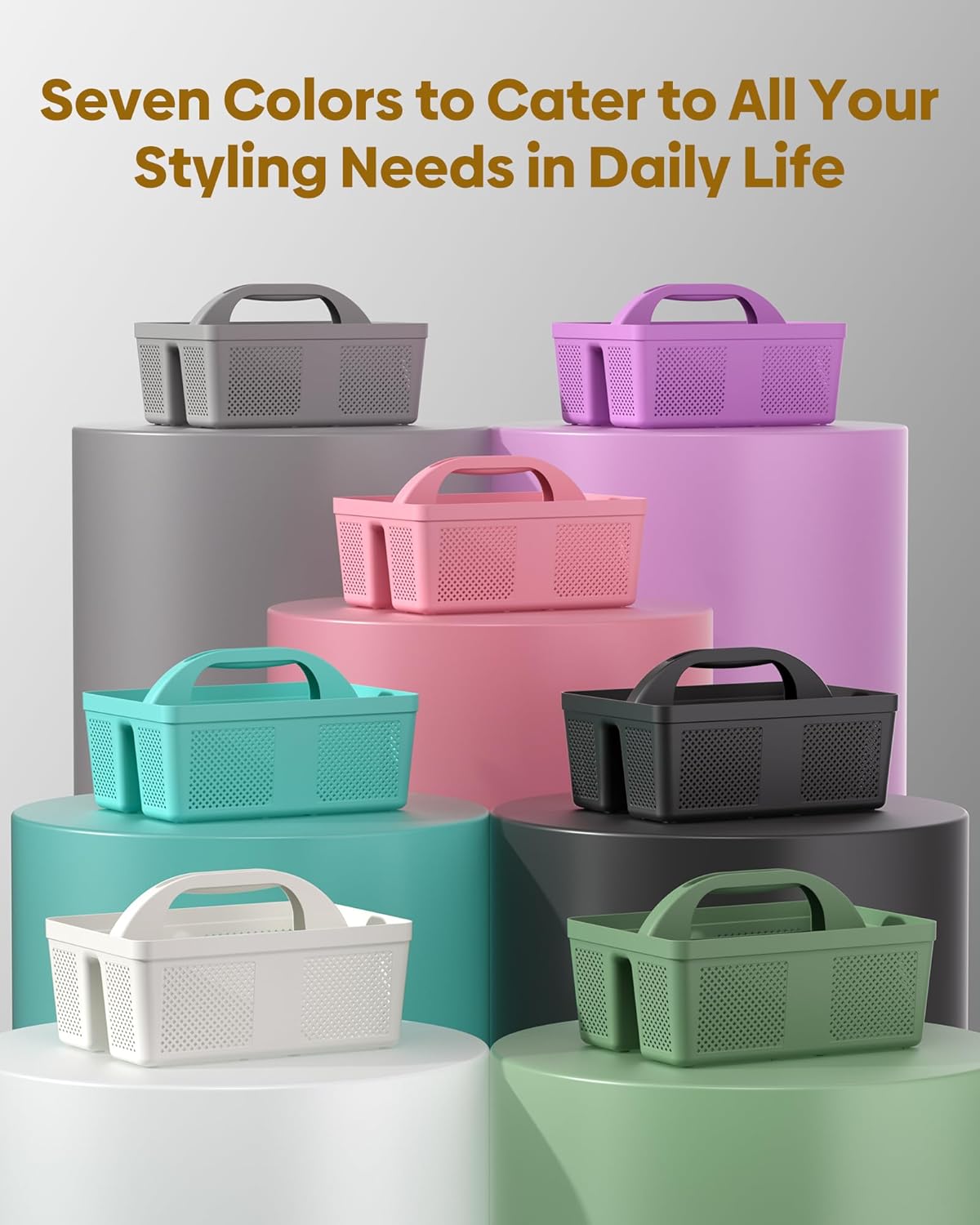 4 Pack Portable Shower Caddy Basket with Handle, Plastic Cleaning Caddy Organizer for Bathroom, College Dorm, Kitchen & Laundry Room, Divided Storage Tote for Toiletries and Cleaning Supplie