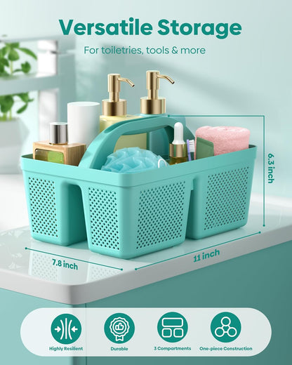 4 Pack Portable Shower Caddy Basket with Handle, Plastic Cleaning Caddy Organizer for Bathroom, College Dorm, Kitchen & Laundry Room, Divided Storage Tote for Toiletries and Cleaning Supplie