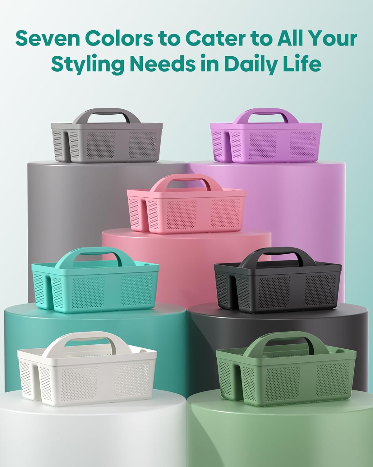 4 Pack Portable Shower Caddy Basket with Handle, Plastic Cleaning Caddy Organizer for Bathroom, College Dorm, Kitchen & Laundry Room, Divided Storage Tote for Toiletries and Cleaning Supplie