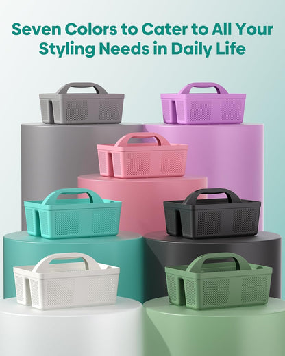 4 Pack Portable Shower Caddy Basket with Handle, Plastic Cleaning Caddy Organizer for Bathroom, College Dorm, Kitchen & Laundry Room, Divided Storage Tote for Toiletries and Cleaning Supplie