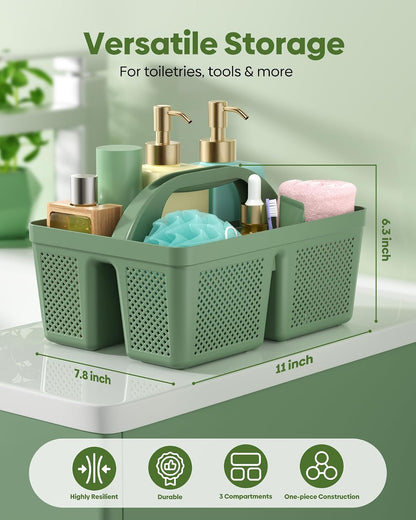 4 Pack Portable Shower Caddy Basket with Handle, Plastic Cleaning Caddy Organizer for Bathroom, College Dorm, Kitchen & Laundry Room, Divided Storage Tote for Toiletries and Cleaning Supplie