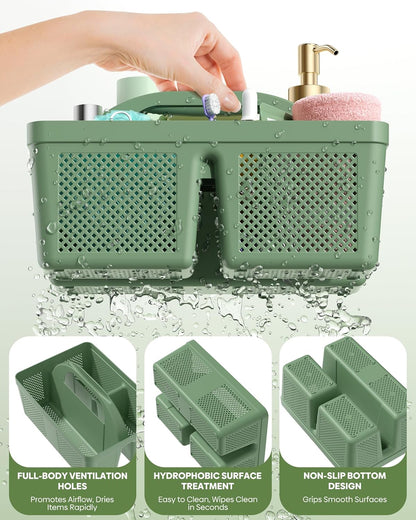 4 Pack Portable Shower Caddy Basket with Handle, Plastic Cleaning Caddy Organizer for Bathroom, College Dorm, Kitchen & Laundry Room, Divided Storage Tote for Toiletries and Cleaning Supplie