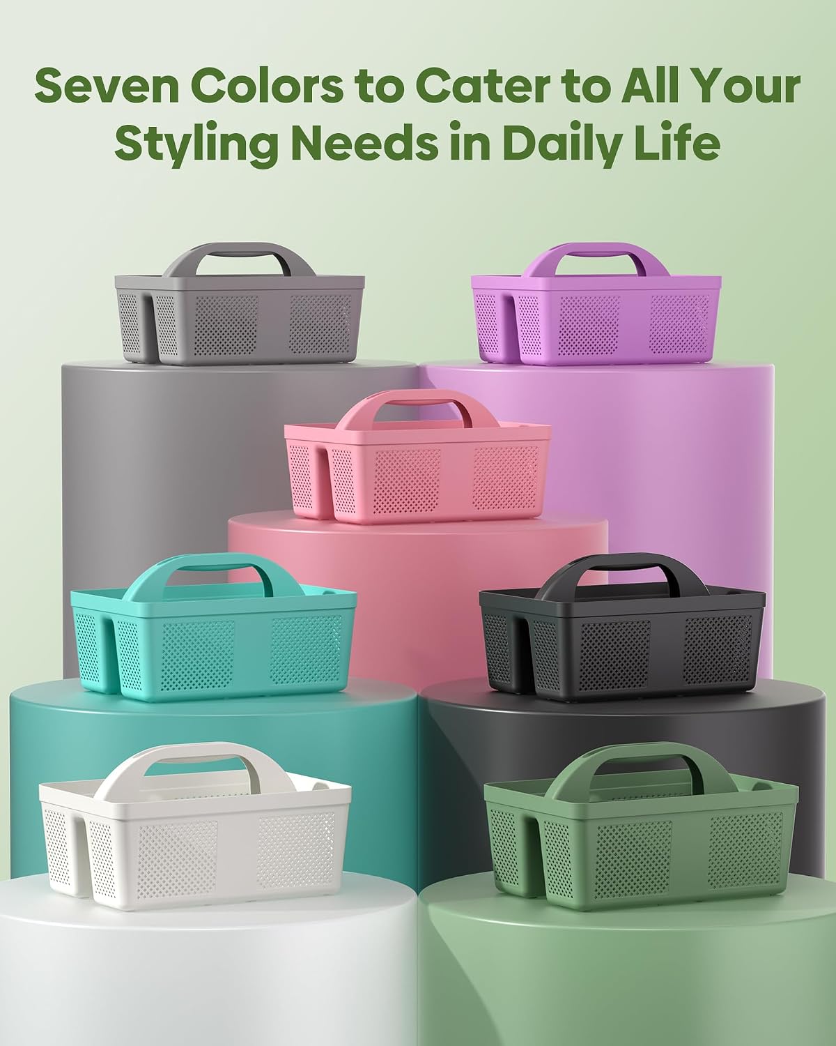 4 Pack Portable Shower Caddy Basket with Handle, Plastic Cleaning Caddy Organizer for Bathroom, College Dorm, Kitchen & Laundry Room, Divided Storage Tote for Toiletries and Cleaning Supplie