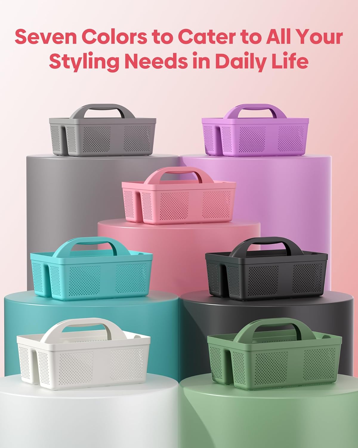 4 Pack Portable Shower Caddy Basket with Handle, Plastic Cleaning Caddy Organizer for Bathroom, College Dorm, Kitchen & Laundry Room, Divided Storage Tote for Toiletries and Cleaning Supplie