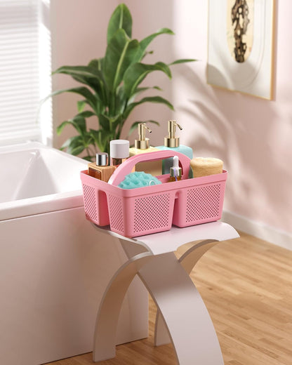 4 Pack Portable Shower Caddy Basket with Handle, Plastic Cleaning Caddy Organizer for Bathroom, College Dorm, Kitchen & Laundry Room, Divided Storage Tote for Toiletries and Cleaning Supplie