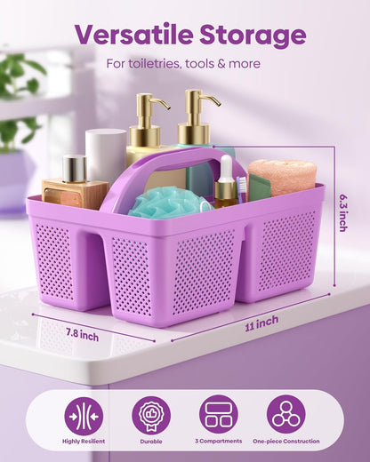 4 Pack Portable Shower Caddy Basket with Handle, Plastic Cleaning Caddy Organizer for Bathroom, College Dorm, Kitchen & Laundry Room, Divided Storage Tote for Toiletries and Cleaning Supplie