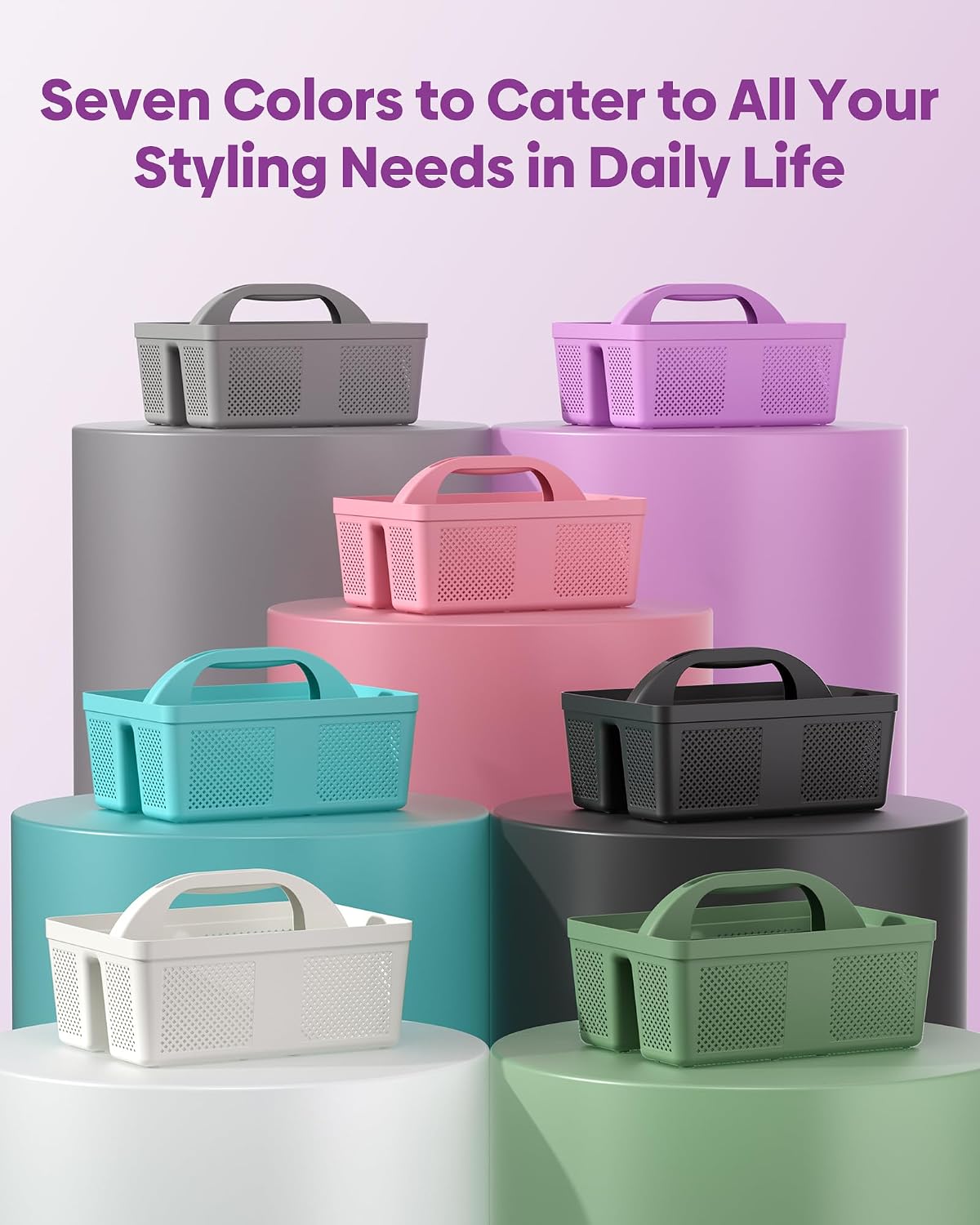 4 Pack Portable Shower Caddy Basket with Handle, Plastic Cleaning Caddy Organizer for Bathroom, College Dorm, Kitchen & Laundry Room, Divided Storage Tote for Toiletries and Cleaning Supplie