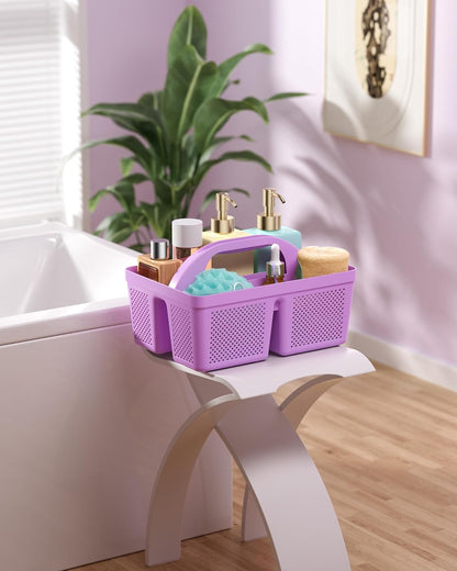 4 Pack Portable Shower Caddy Basket with Handle, Plastic Cleaning Caddy Organizer for Bathroom, College Dorm, Kitchen & Laundry Room, Divided Storage Tote for Toiletries and Cleaning Supplie