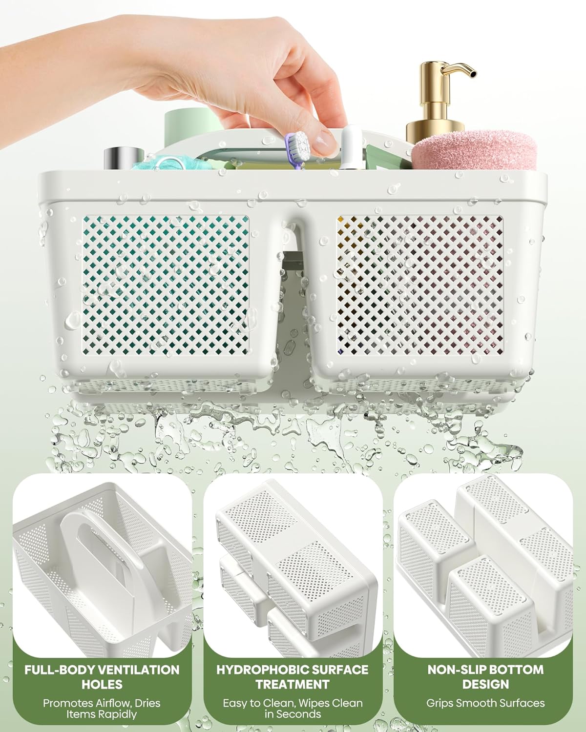 4 Pack Portable Shower Caddy Basket with Handle, Plastic Cleaning Caddy Organizer for Bathroom, College Dorm, Kitchen & Laundry Room, Divided Storage Tote for Toiletries and Cleaning Supplie