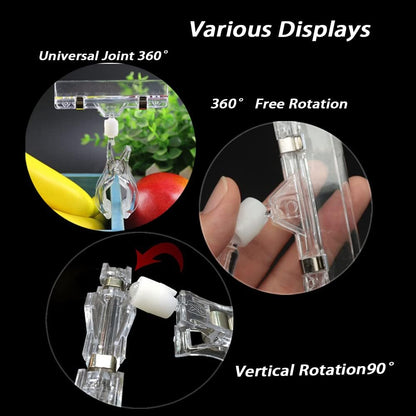 50PCS Clear Sign Clips Holders, Merchandise Sign Clip Rotatable Price Display Rack Acrylic Sign Holder Clip Double Sided Sale Signs Holders for Retail Rack, Baskets or Cards