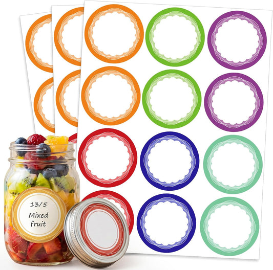 360 Pcs Canning Jar Labels, 2 Inch Floral Round Stickers, Writable | Self-Adhesive, Easy To Write, 6 Floral Designs, For Jars Bottles Meal Prep Pantry Organization