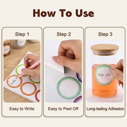 360 Pcs Canning Jar Labels, 2 Inch Floral Round Stickers, Writable | Self-Adhesive, Easy To Write, 6 Floral Designs, For Jars Bottles Meal Prep Pantry Organization