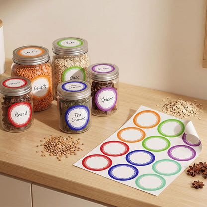 360 Pcs Canning Jar Labels, 2 Inch Floral Round Stickers, Writable | Self-Adhesive, Easy To Write, 6 Floral Designs, For Jars Bottles Meal Prep Pantry Organization