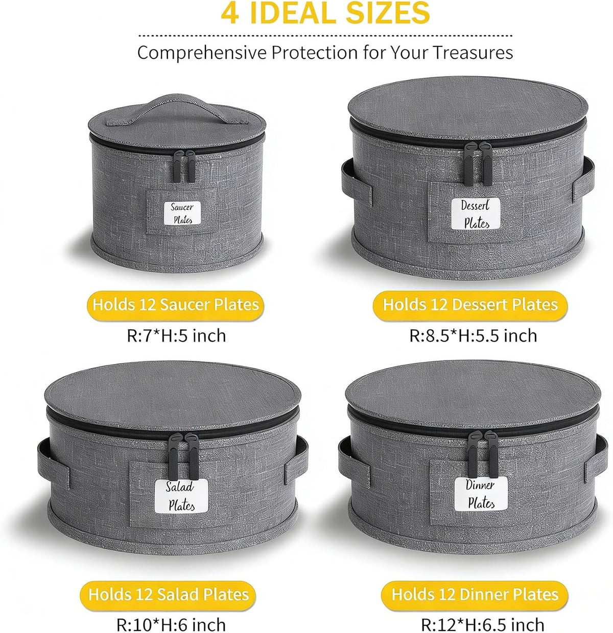 Cup and Mug Storage Box with Hard Shell and Dividers for Coffee Mugs,Tea Cups and Glasses,Stackable Storage Organizers with Lid,Handles,Zips and Label for Moving,Holds 24, Grey