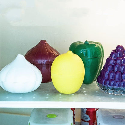 6PCS Fruit and Vegetable Shaped Food Saver Reusable Sealed Crisper For Pepper Saver, Avocado Onion Garlic Tomato and Lemon Keeper,Refrigerator Vegetable Crisper Food Storage Containers Holder
