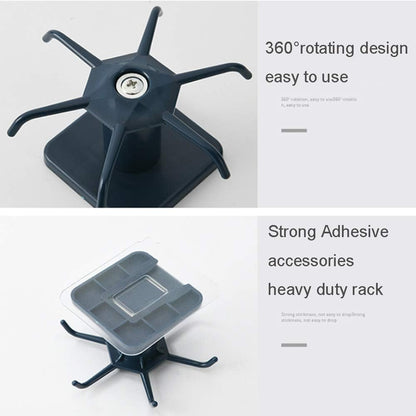 2PCS Under Cabinet Hooks, 360 °Rotation Kitchen Hooks for Utensils,storage shelf rv must haves,Nail Free Adhesive Kitchen Utensils Hanging Hooks for Kitchen Utensils/Tools/Towel/Knife (Black)