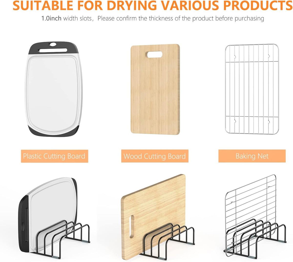Cutting Board Storage Rack, Compact Cutting Board Organizer, Chopping Board Storage Stand Rack, Bakeware & Cookie Pan Sheets Organizer (1.0 Inch Width Slots)