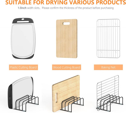 Cutting Board Storage Rack, Compact Cutting Board Organizer, Chopping Board Storage Stand Rack, Bakeware & Cookie Pan Sheets Organizer (1.0 Inch Width Slots)