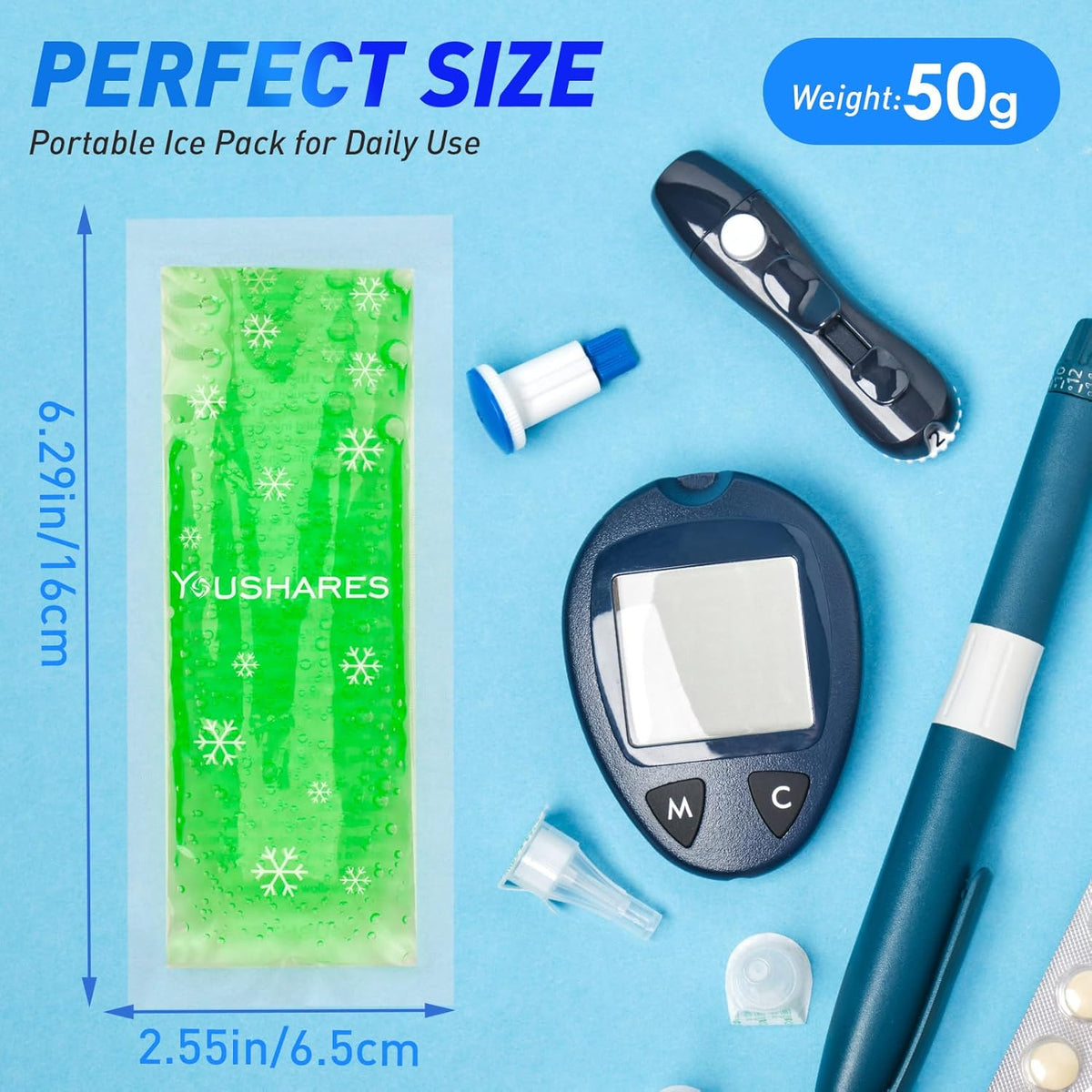 Peptide Case Ice Packs, 2 TSA Approved Cooler Pack for GLP-1 Storage Travel Bag for Diabetics Travel Case, Keeps Medicine Cool and Stable