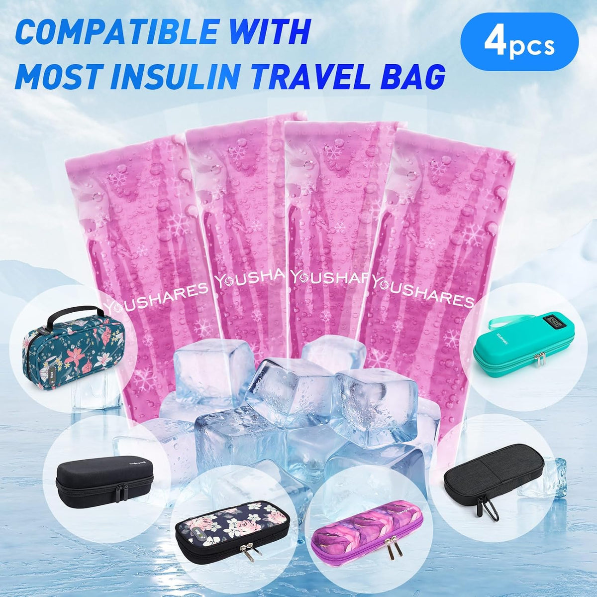 Peptide Case Ice Packs, 2 TSA Approved Cooler Pack for GLP-1 Storage Travel Bag for Diabetics Travel Case, Keeps Medicine Cool and Stable