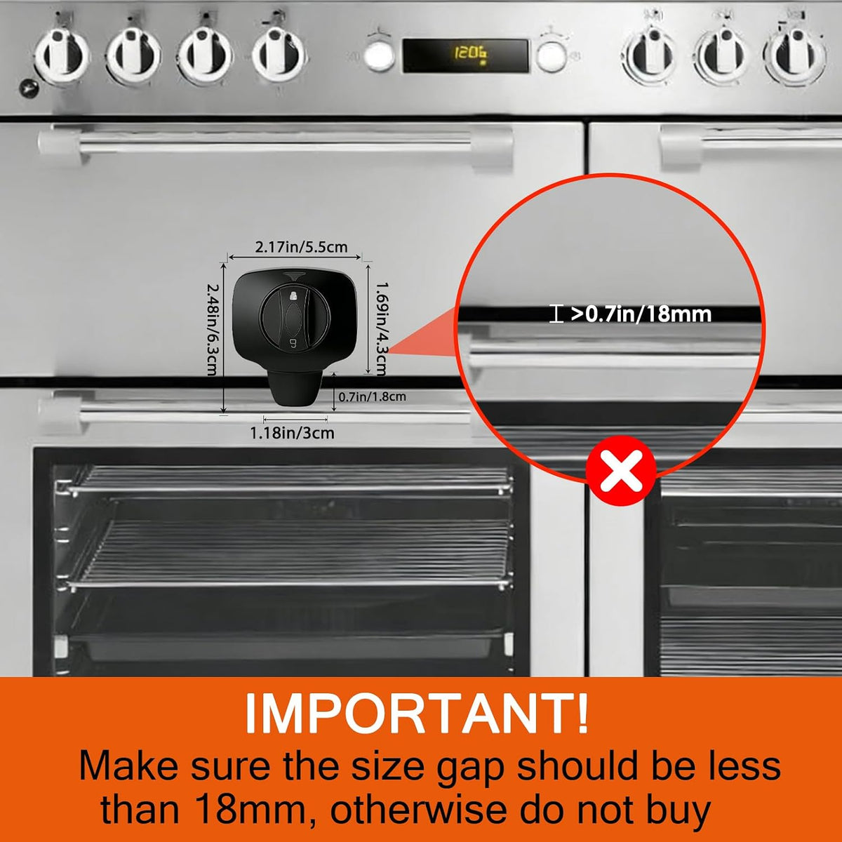 Oven Lock Child Safety (2 Pack), Moms Choice,for Flat Surface, Black