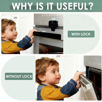Oven Lock Child Safety (2 Pack), Moms Choice,for Flat Surface, Black