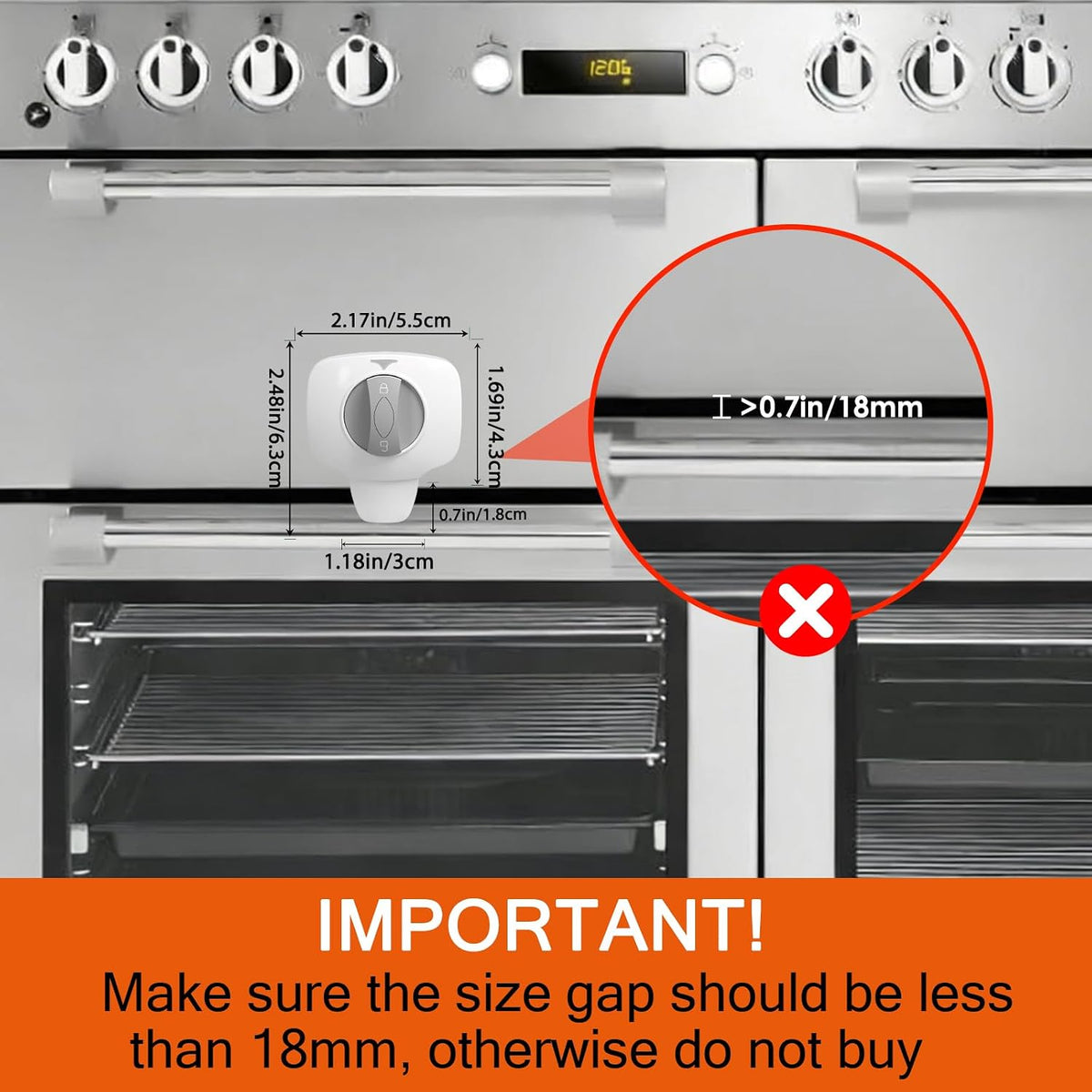 Oven Lock Child Safety (2 Pack), Moms Choice,for Flat Surface, Black