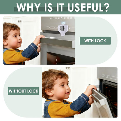 Oven Lock Child Safety (2 Pack), Moms Choice,for Flat Surface, Black