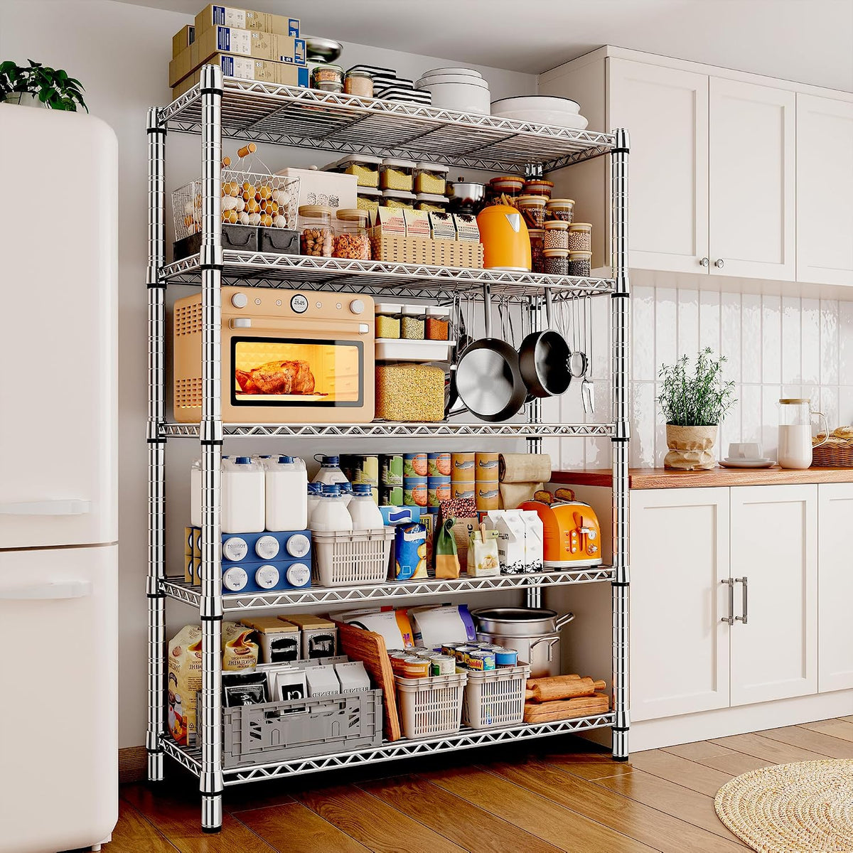 5-Tier 1200LBS Metal Shelving, 71" H Adjustable Storage Shelf,Chrome