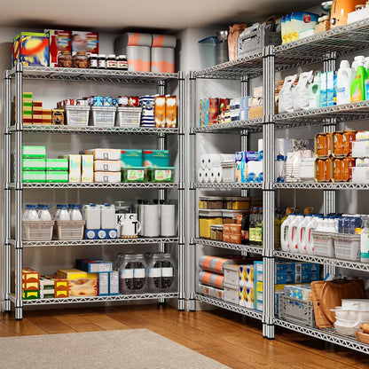 5-Tier 1200LBS Metal Shelving, 71" H Adjustable Storage Shelf,Chrome