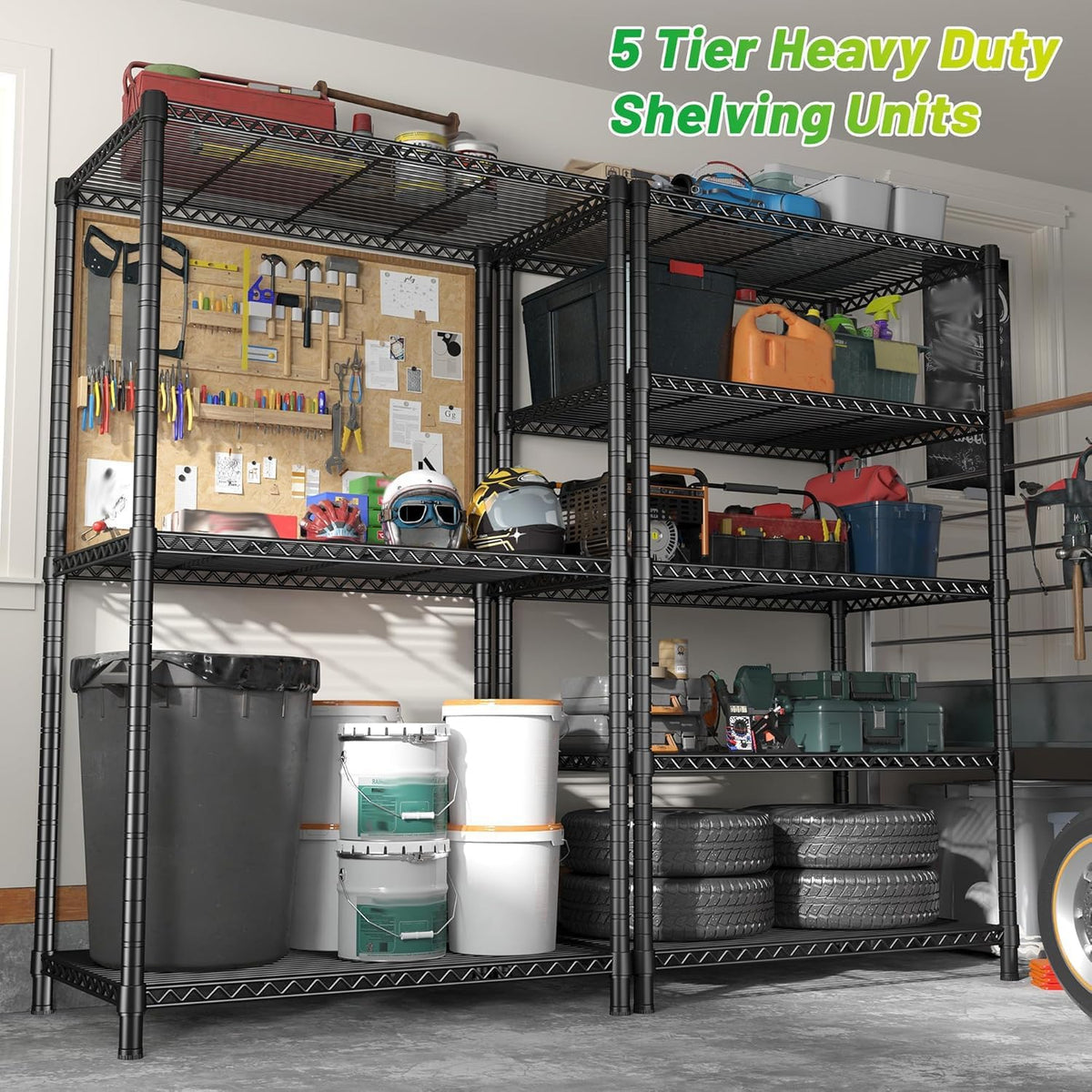 5-Tier 1200LBS Metal Shelving, 71" H Adjustable Storage Shelf,Chrome
