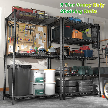 5-Tier 1200LBS Metal Shelving, 71" H Adjustable Storage Shelf,Chrome