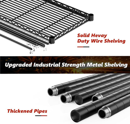 5-Tier 1200LBS Metal Shelving, 71" H Adjustable Storage Shelf,Chrome