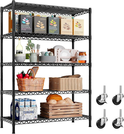 5-Tier 1200LBS Metal Shelving, 71" H Adjustable Storage Shelf,Chrome