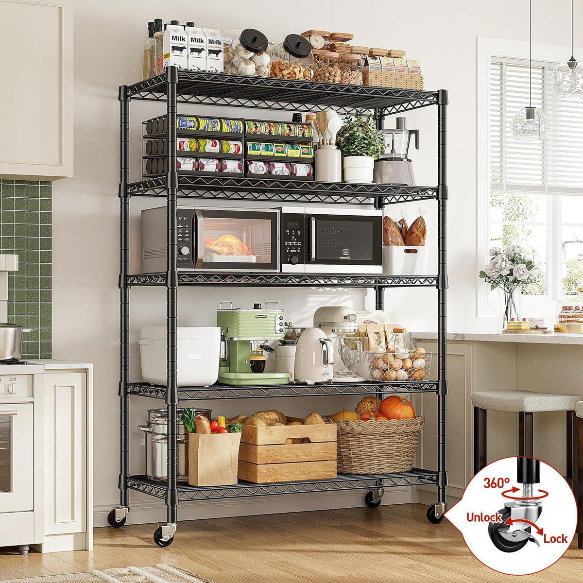 5-Tier 1200LBS Metal Shelving, 71" H Adjustable Storage Shelf,Chrome