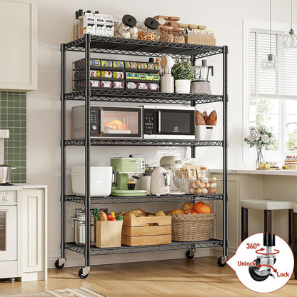 5-Tier 1200LBS Metal Shelving, 71" H Adjustable Storage Shelf,Chrome