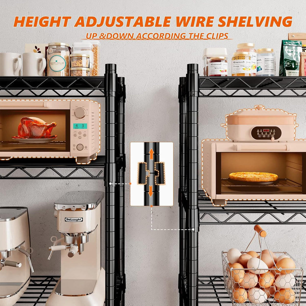 5-Tier 1200LBS Metal Shelving, 71" H Adjustable Storage Shelf,Chrome