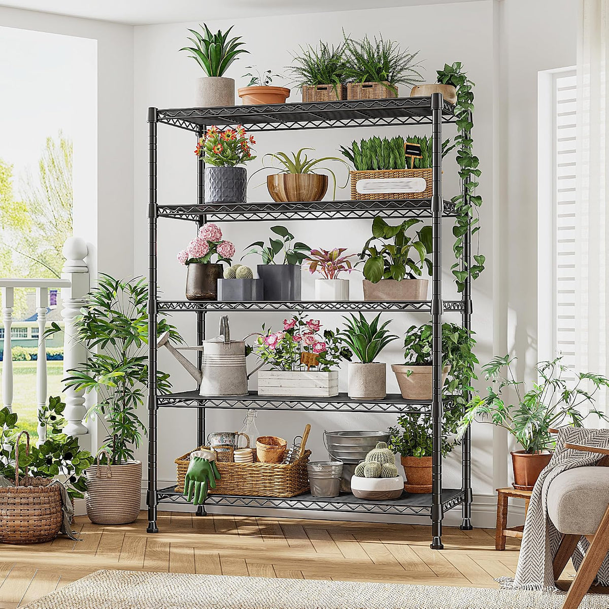 5-Tier 1200LBS Metal Shelving, 71" H Adjustable Storage Shelf,Chrome