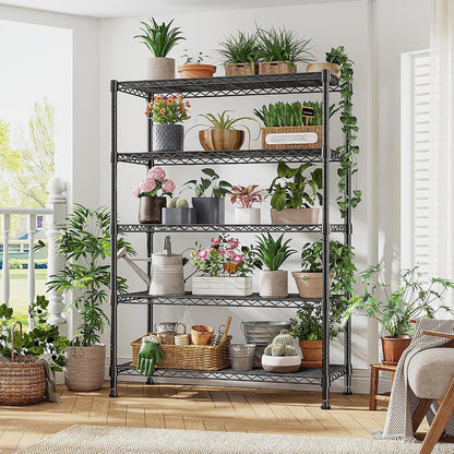 5-Tier 1200LBS Metal Shelving, 71" H Adjustable Storage Shelf,Chrome