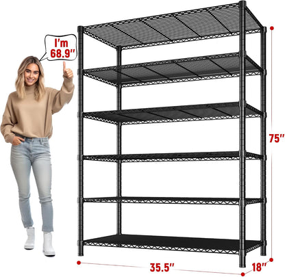 5-Tier 1200LBS Metal Shelving, 71" H Adjustable Storage Shelf,Chrome