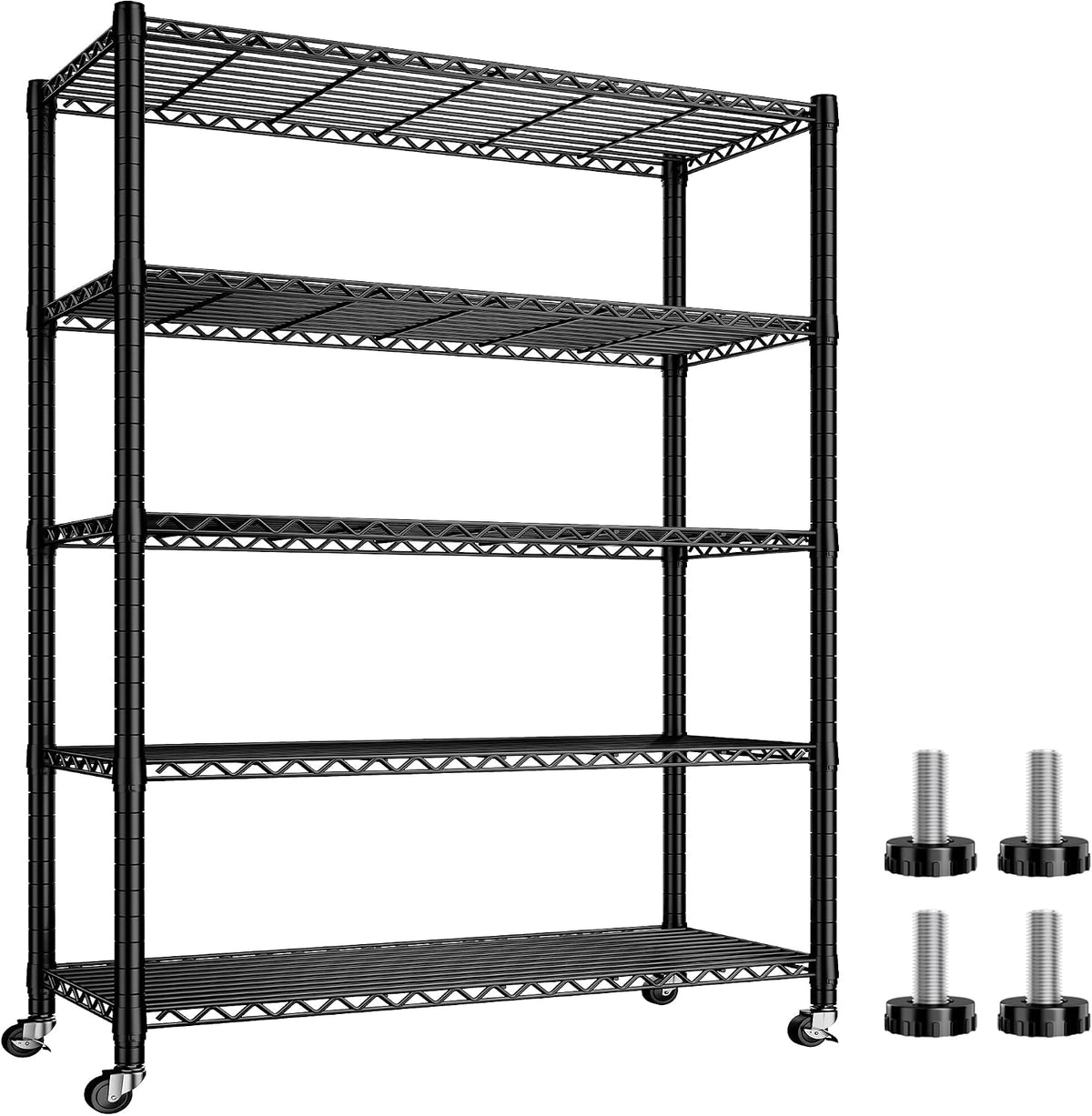 5-Tier 1200LBS Metal Shelving, 71" H Adjustable Storage Shelf,Chrome