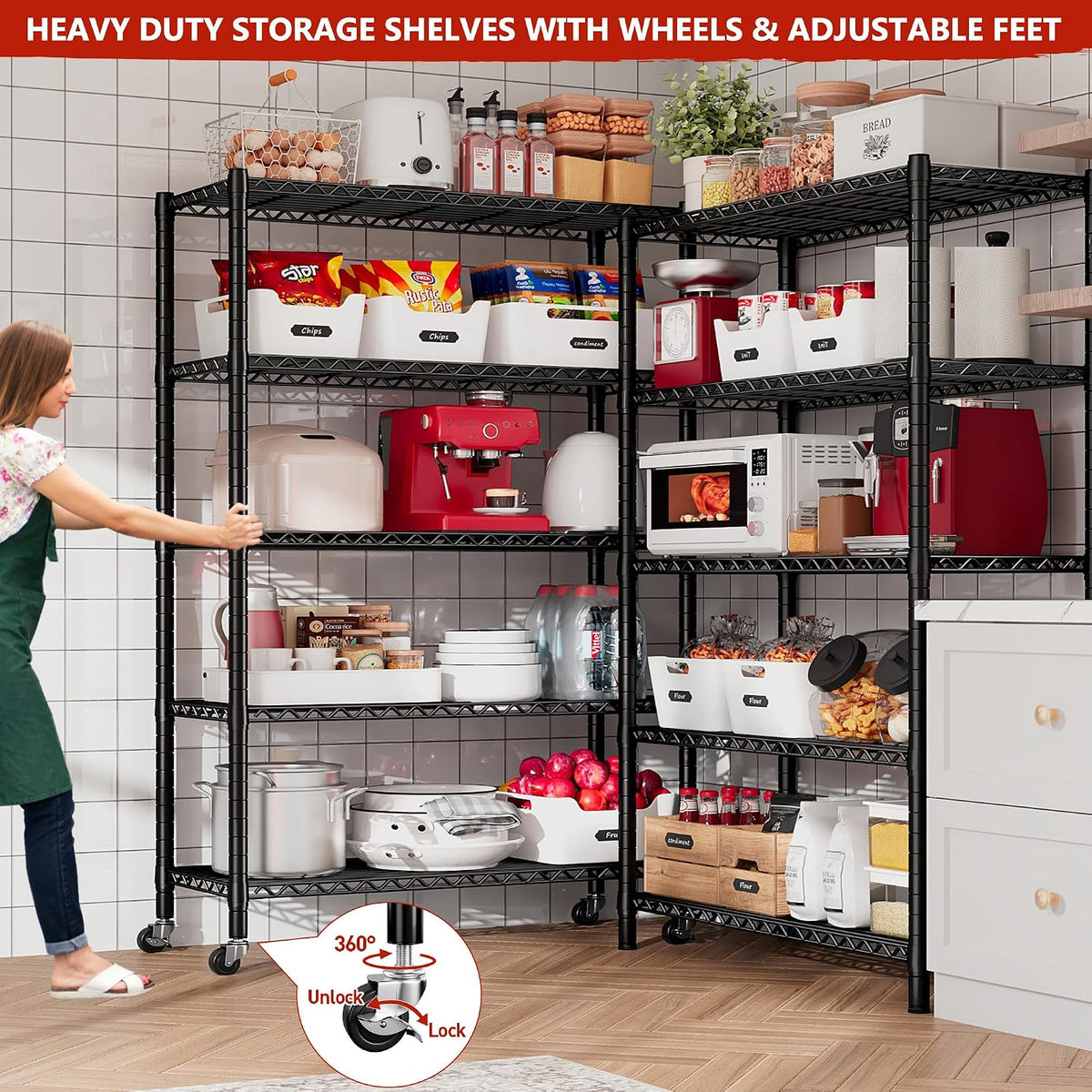 5-Tier 1200LBS Metal Shelving, 71" H Adjustable Storage Shelf,Chrome