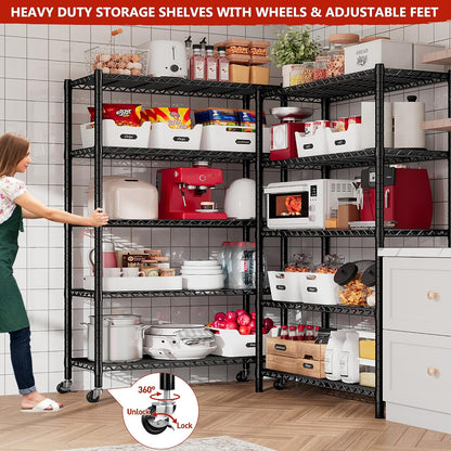 5-Tier 1200LBS Metal Shelving, 71" H Adjustable Storage Shelf,Chrome