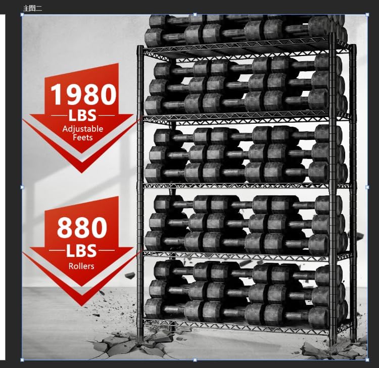 5-Tier 1200LBS Metal Shelving, 71" H Adjustable Storage Shelf,Chrome