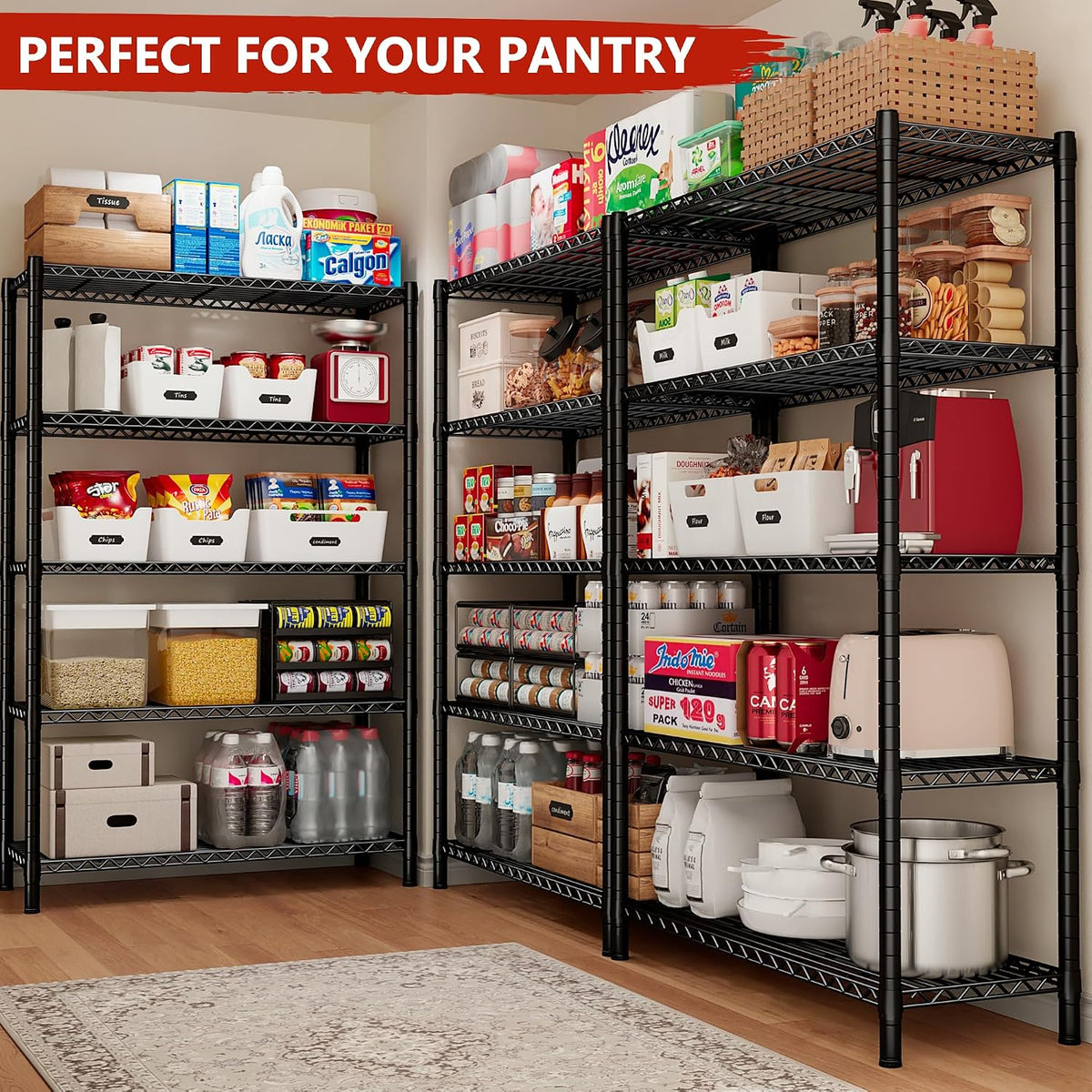 5-Tier 1200LBS Metal Shelving, 71" H Adjustable Storage Shelf,Chrome