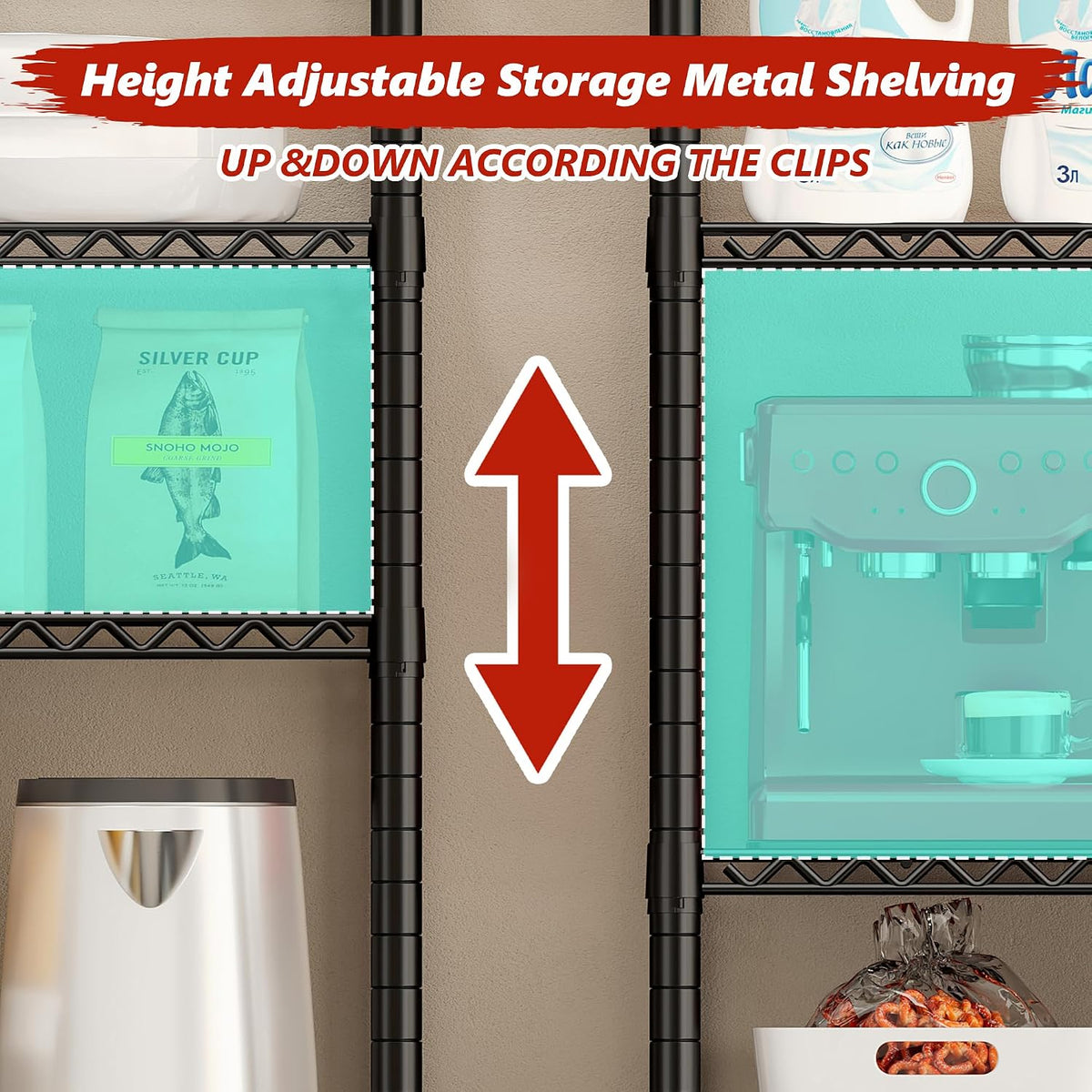 5-Tier 1200LBS Metal Shelving, 71" H Adjustable Storage Shelf,Chrome